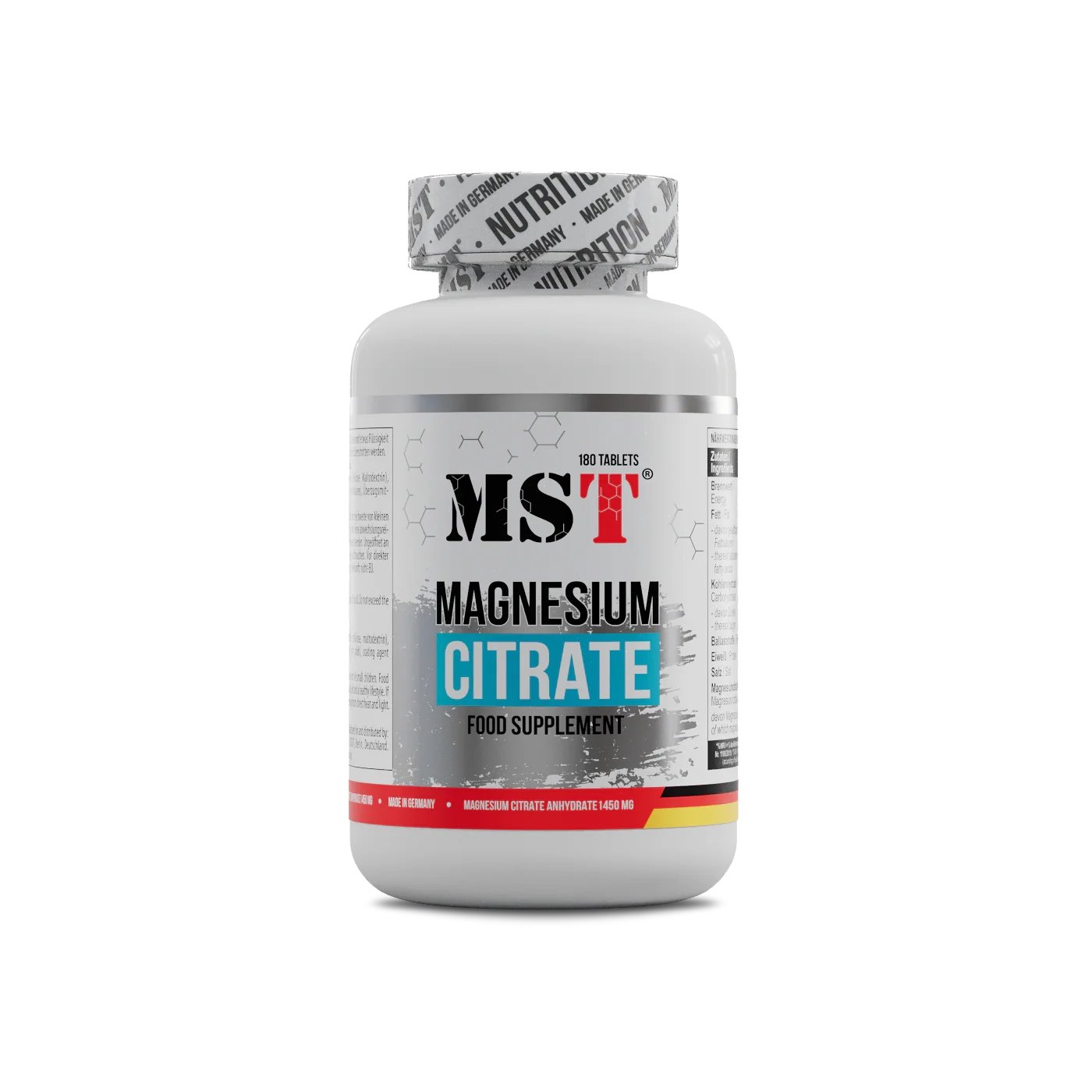 Витамины и минералы MST Magnesium Citrate 200 mg, 180 таблеток,  ml, MST Nutrition. Vitamins and minerals. General Health Immunity enhancement 