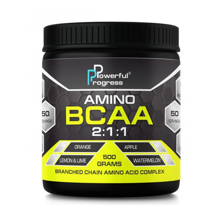 БЦАА Powerful Progress Amino BCAA 2: 1: 1 500 г lemon & lime,  ml, Powerful Progress. BCAA. Weight Loss recovery Anti-catabolic properties Lean muscle mass 