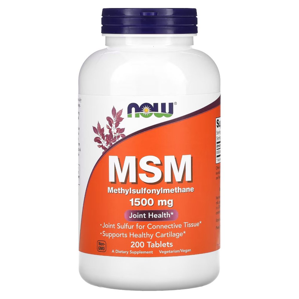 Для суставов и связок NOW MSM 1500 mg, 200 таблеток,  ml, Now. For joints and ligaments. General Health Ligament and Joint strengthening 