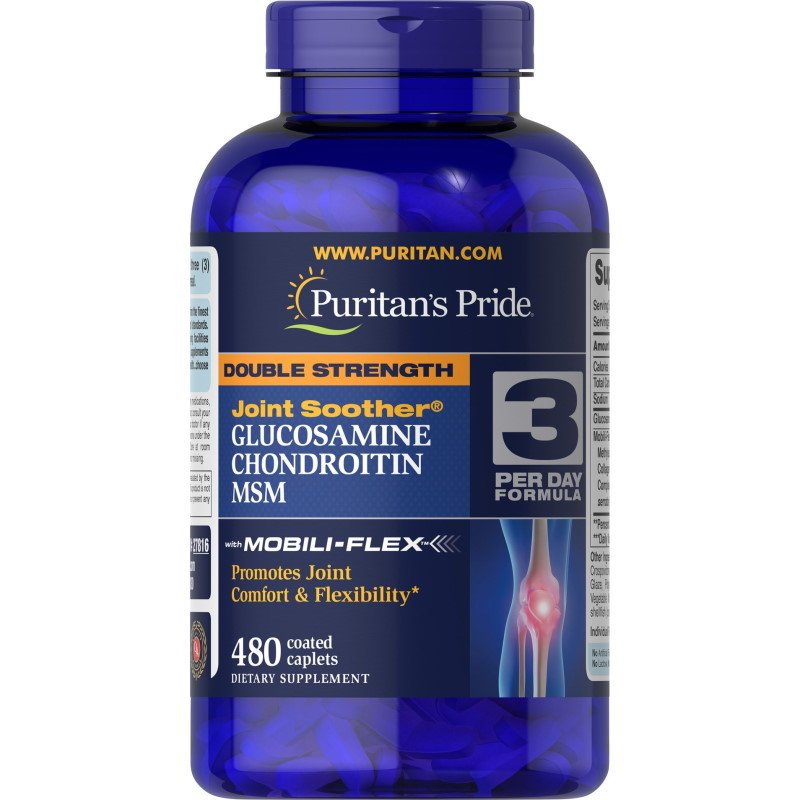 Puritan's Pride Для суставов и связок Puritan's Pride Double Strength Chondroitin Glucosamine MSM, 480 каплет, , 