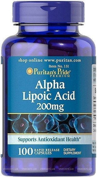 Puritan's Pride Puritan's Pride Alpha Lipoic Acid 200 mg 100 caps, , 100 шт.