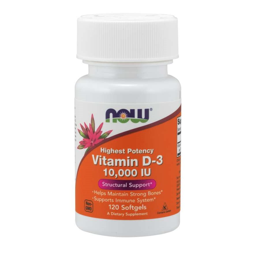 Витамины и минералы NOW Vitamin D3 10 000 IU, 120 капсул,  ml, Now. Vitamins and minerals. General Health Immunity enhancement 