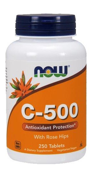 C-500 with Rose Hips, 250 pcs, Now. Vitamin C. General Health Immunity enhancement 