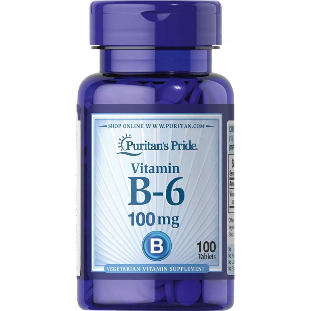 Витамины и минералы Puritan's Pride Vitamin B-6 100 mg, 100 таблеток,  ml, Puritan's Pride. Vitamin B. General Health 