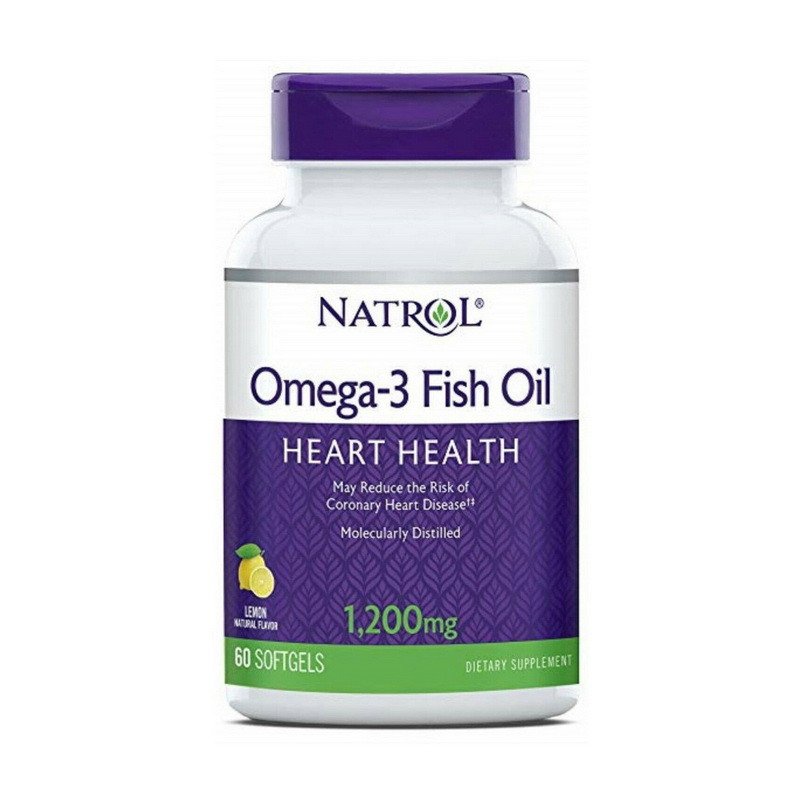 Natrol Омега-3 Natrol Omega-3 Fish Oil Heart Heath 1200 мг (60 капс) рыбий жир натрол лимон, , 60 