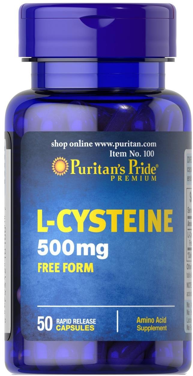 Puritan's Pride	L-Cysteine 500 мг 50 капсул,  мл, Puritan's Pride. Аминокислоты. 