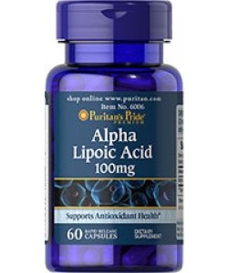 Alpha Lipoic Acid 100 mg, 60 шт, Puritan's Pride. Альфа-липоевая кислота. Поддержание здоровья Регуляция углеводного обмена Регуляция жирового обмена 