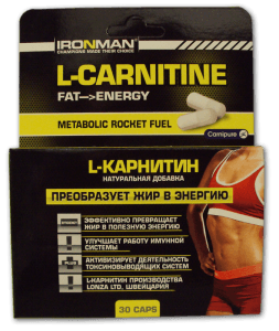 L-карнитин, 30 шт, Ironman. L-карнитин. Снижение веса Поддержание здоровья Детоксикация Стрессоустойчивость Снижение холестерина Антиоксидантные свойства 