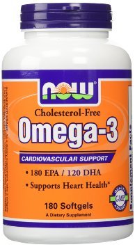 Omega-3 Cholesterol Free, 180 piezas, Now. Omega 3 (Aceite de pescado). General Health Ligament and Joint strengthening Skin health CVD Prevention Anti-inflammatory properties 