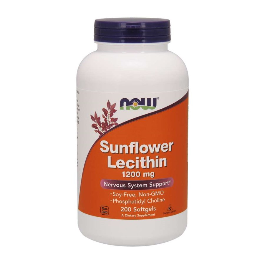 Now Натуральная добавка NOW Sunflower Lecithin 1200 mg, 200 капсул, , 
