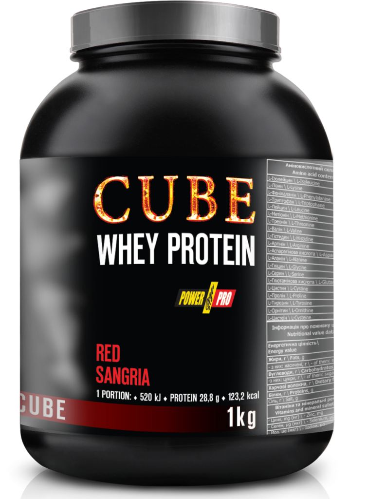 Протеин Power Pro CUBE Whey Protein, 1 кг Сангрия (банка),  мл, Power Pro. Протеин. Набор массы Восстановление Антикатаболические свойства 