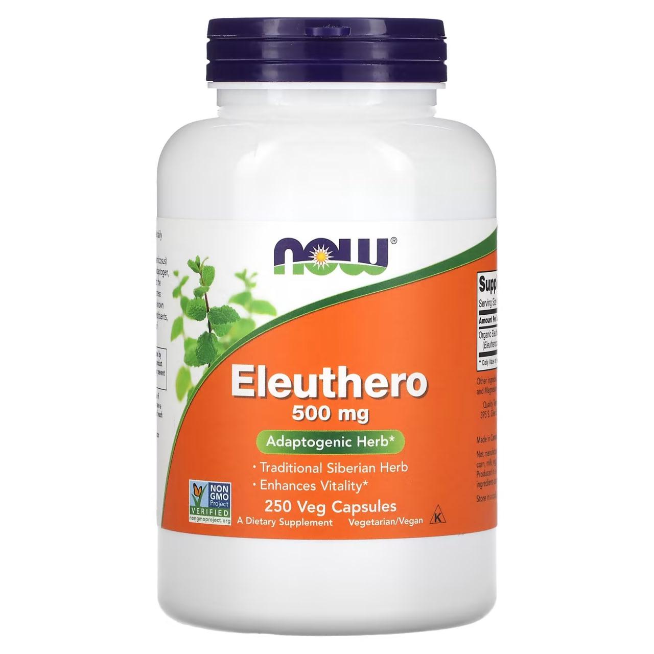 Now Харчова добавка NOW Foods Eleuthero 500 mg 250 Сaps, , 