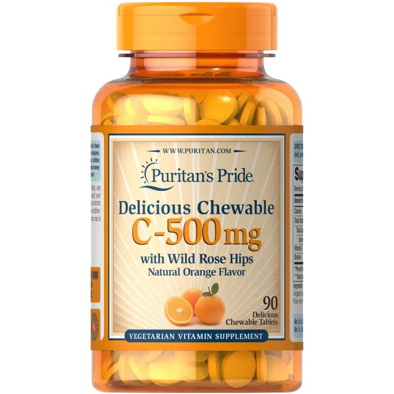 Puritan's Pride Витамины и минералы Puritan's Pride Vitamin C-500 mg with Rose Hips, 90 жевательных таблеток, , 