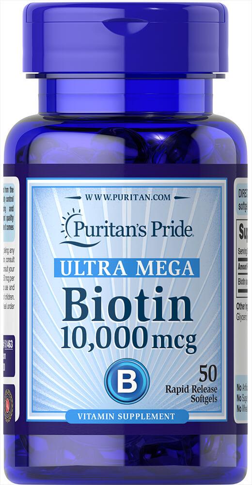 Puritan's Pride Biotin 10,000 mcg50 Softgels, , 50 