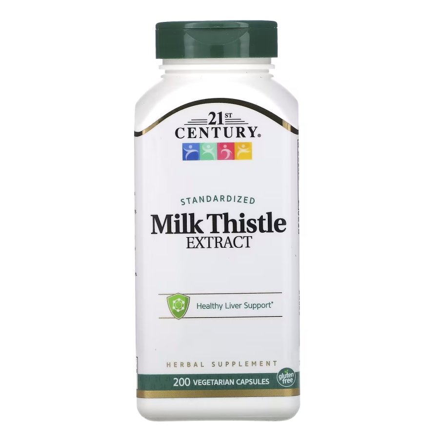 21st Century Натуральная добавка 21st Century Milk Thistle Extract, 200 вегакапсул, , 
