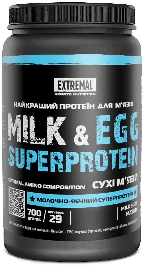 Протеин Extremal Milk & egg super protein 700 г Малиновый смузи,  мл, Extremal. Протеин. Набор массы Восстановление Антикатаболические свойства 