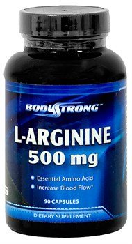 L-Arginine 500 mg, 90 piezas, BodyStrong. Arginina. recuperación Immunity enhancement Muscle pumping Antioxidant properties Lowering cholesterol Nitric oxide donor 