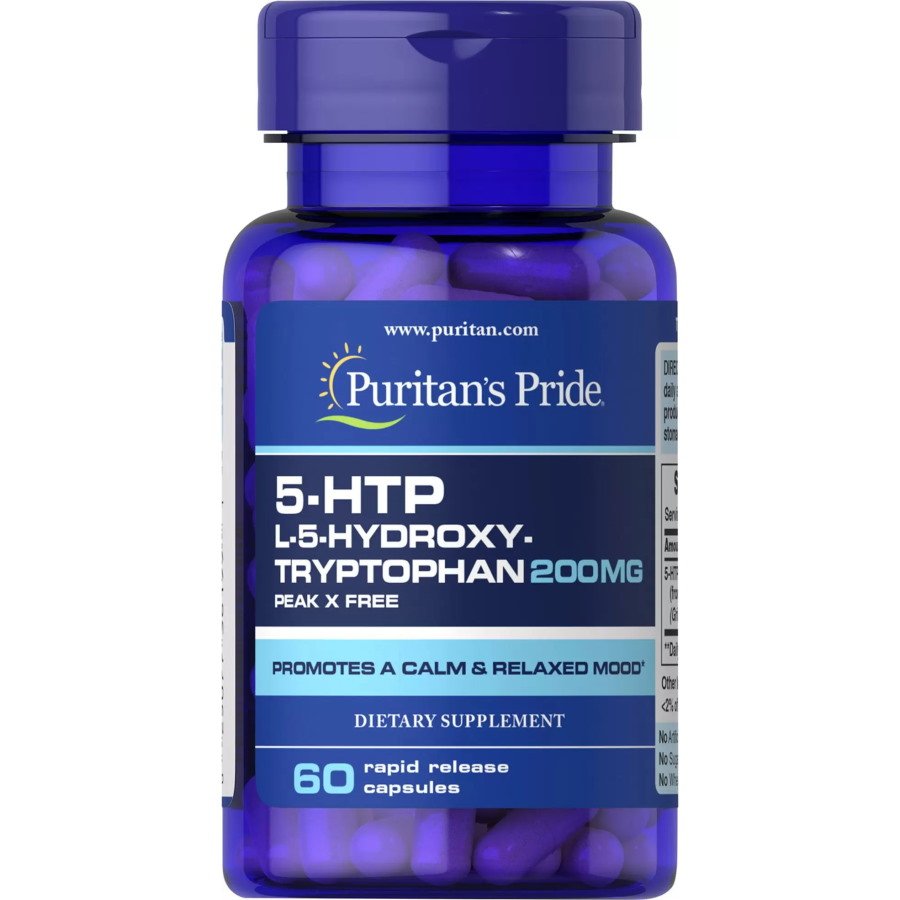 Аминокислота Puritan's Pride 5-HTP 200 mg, 60 капсул,  мл, Puritan's Pride. Аминокислоты. 