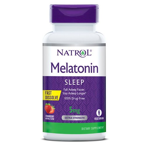 Натуральная добавка Natrol Melatonin 5 mg Fast Dissolve, 30 таблеток - клубника,  мл, Natrol. Hатуральные продукты. Поддержание здоровья 