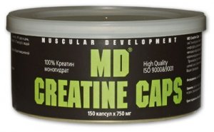 Creatine Caps, 150 шт, MD. Креатин моногидрат. Набор массы Энергия и выносливость Увеличение силы 