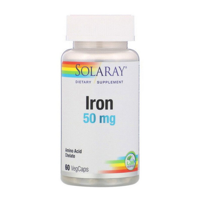Solaray Железо Solaray Iron 50 mg 60 капсул, , 