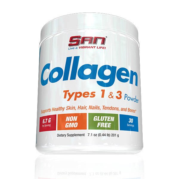 Для суставов и связок SAN Collagen Types 1 and 3, 200 грамм,  мл, San. Хондропротекторы. Поддержание здоровья Укрепление суставов и связок 