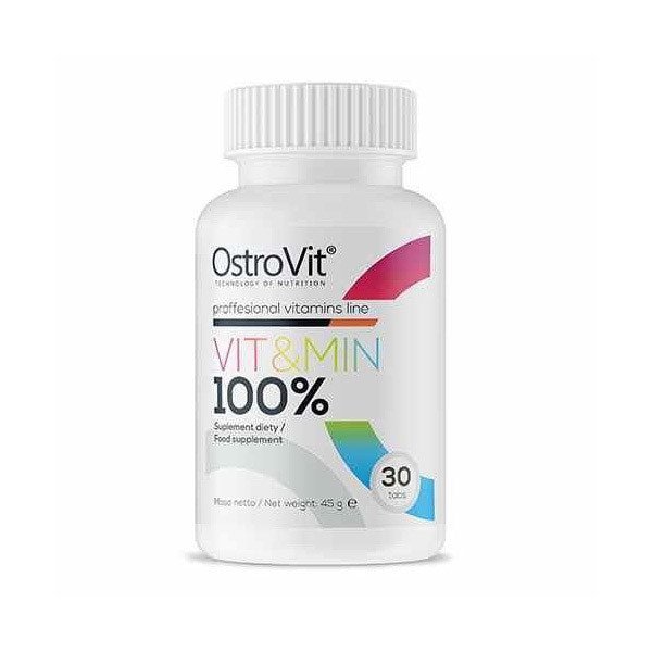 Комплекс витаминов OstroVit Vit&Min 100% (30 табс) островит,  мл, OstroVit. Витаминно-минеральный комплекс. Поддержание здоровья Укрепление иммунитета 