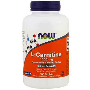 Жироспалювач NOW Foods L-Carnitine 1000 mg 100 Tabs,  мл, Now. Жиросжигатель. Снижение веса Сжигание жира 
