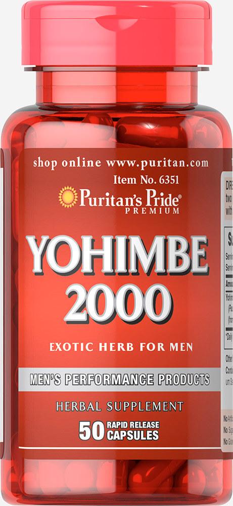 Yohimbe 2000 mg50 Rapid Release Capsules,  ml, Puritan's Pride. Yohimbe. General Health Fat burning CNS stimulation Libido enhancing Mood improvement 