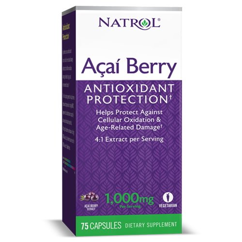 Натуральная добавка Natrol AcaiBerry 1000mg, 75 вегакапсул,  мл, Natrol. Hатуральные продукты. Поддержание здоровья 