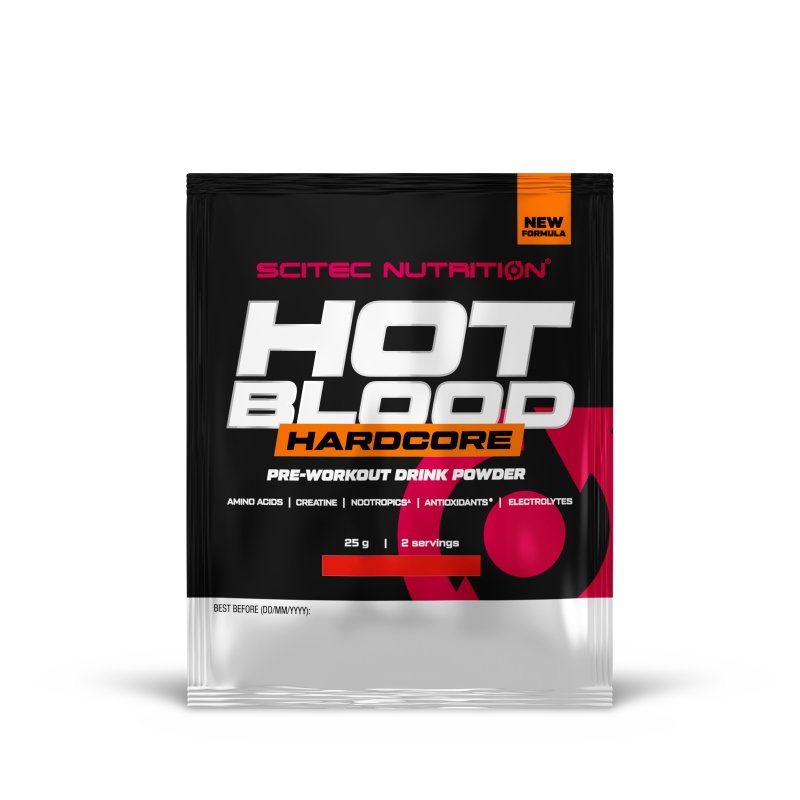 Предтренировочный комплекс Scitec Hot Blood Hardcore, 25 грамм Тропический пунш,  ml, Scitec Nutrition. Pre Workout. Energy & Endurance 