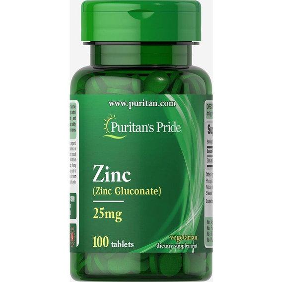 Puritan's Pride Zinc 25 mg 100 tabs,  мл, Puritan's Pride. Витамины и минералы. Поддержание здоровья Укрепление иммунитета 