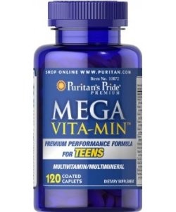 Mega Vita Min for Teens, 120 шт, Puritan's Pride. Витаминно-минеральный комплекс. Поддержание здоровья Укрепление иммунитета 