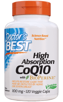 Коэнзим Q10 Doctor's Best High Absorption CoQ10 100 mg with BioPerine (120 капс) доктор бест,  мл, Doctor's BEST. Коэнзим-Q10. Поддержание здоровья Антиоксидантные свойства Профилактика ССЗ Толерантность к физ. нагрузкам 