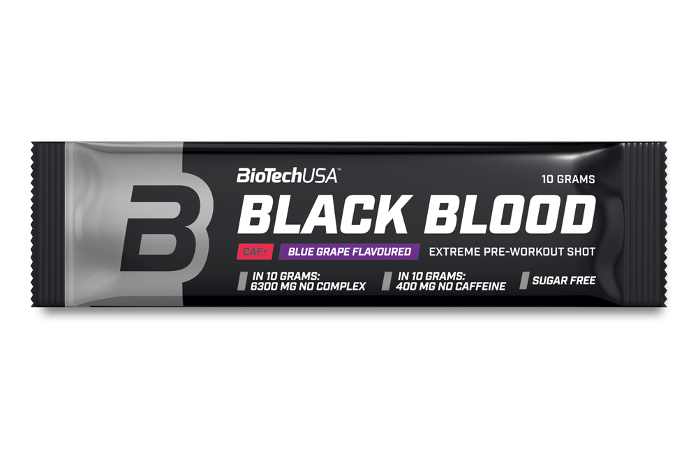 Предтреник BioTech Black Blood Caf+ (10 г) биотеч блек блад blue grape,  мл, BioTech. Предтренировочный комплекс. Энергия и выносливость 