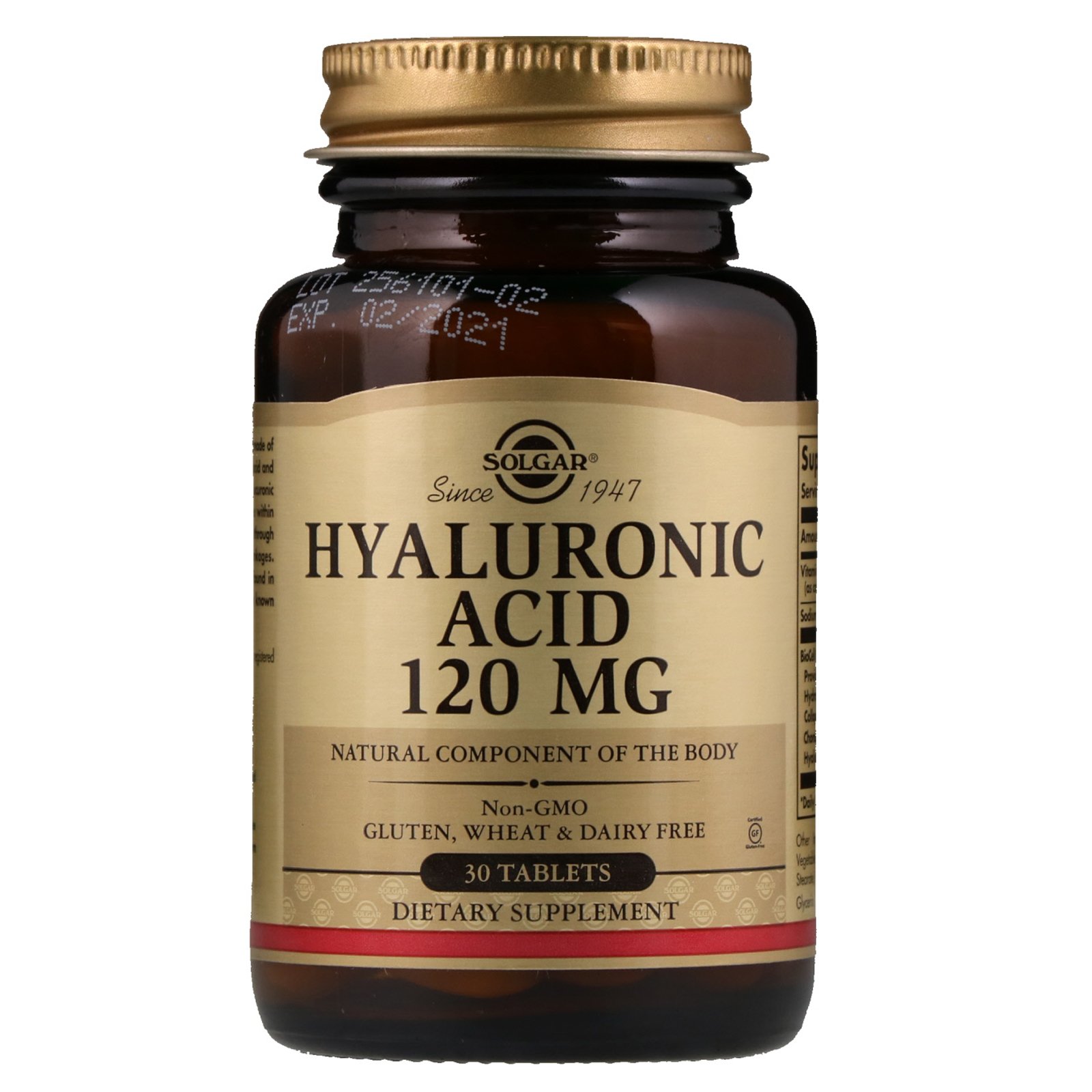 Hyaluronic Acid 120 mg, 30 piezas, Solgar. Hyaluronic Acid. General Health 
