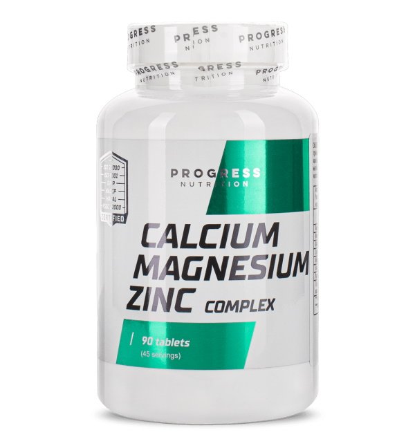 Витамины и минералы Progress Nutrition Calcium Magnesium Zinc Complex, 90 таблеток,  ml, Progress Nutrition. Vitamins and minerals. General Health Immunity enhancement 