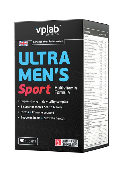 Ultra Men's Sport Multivitamin VPLab 90 caps,  мл, VPLab. Витамины и минералы. Поддержание здоровья Укрепление иммунитета 