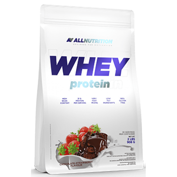Сывороточный протеин концентрат AllNutrition Whey Protein (900 г) алл нутришн Chocolate Strawberry,  мл, AllNutrition. Сывороточный концентрат. Набор массы Восстановление Антикатаболические свойства 