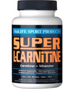 Super L-Carnitine, 60 шт, VitaLIFE. L-карнитин. Снижение веса Поддержание здоровья Детоксикация Стрессоустойчивость Снижение холестерина Антиоксидантные свойства 