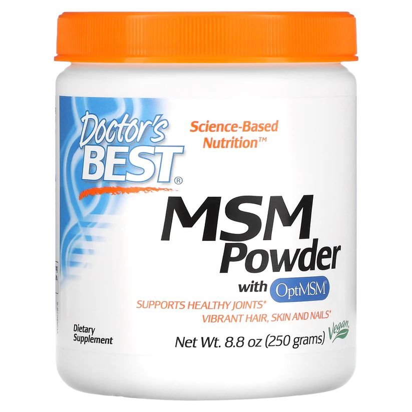 Препарат для суставов и связок Doctor's Best MSM Powder with OptiMSM, 250 грамм,  мл, Doctor's BEST. Хондропротекторы. Поддержание здоровья Укрепление суставов и связок 
