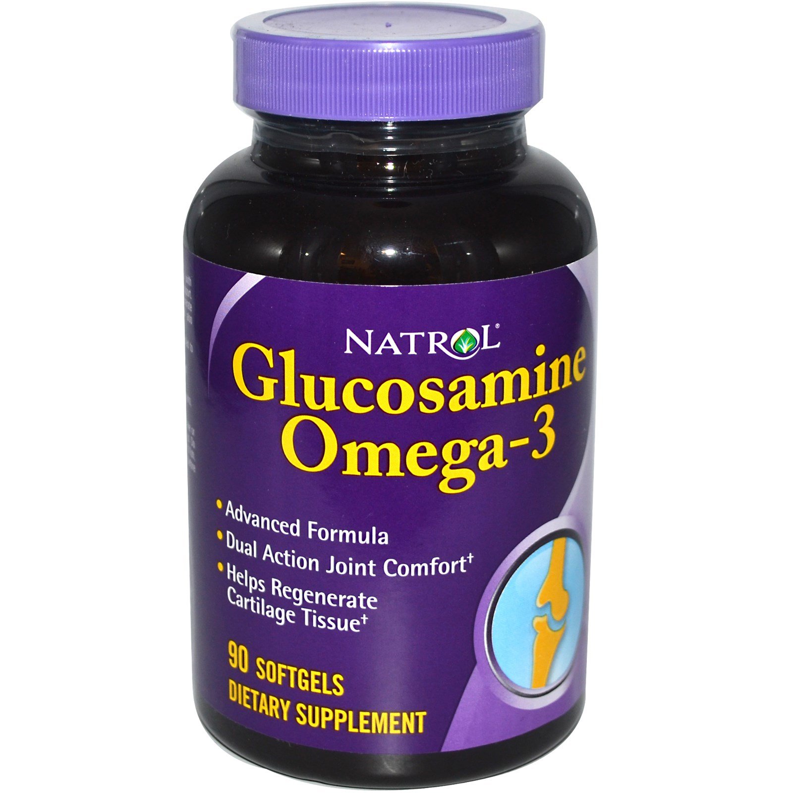 Glucosamine Omega-3, 90 шт, Natrol. Хондропротекторы. Поддержание здоровья Укрепление суставов и связок 