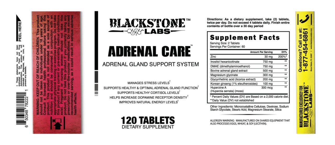 Blackstone labs  Adrenal Care 120 шт. / 60 servings,  ml, Blackstone Labs. Nootropic