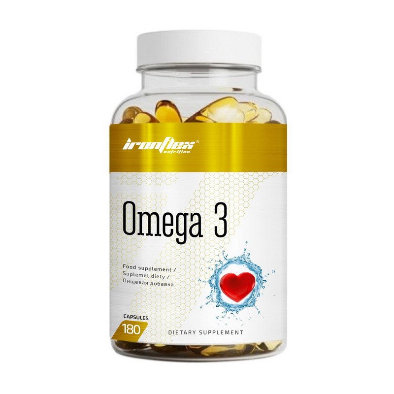 Омега 3 Iron Flex Omega 3 180 капсул,  ml, IronFlex. Omega 3 (Fish Oil). General Health Ligament and Joint strengthening Skin health CVD Prevention Anti-inflammatory properties 