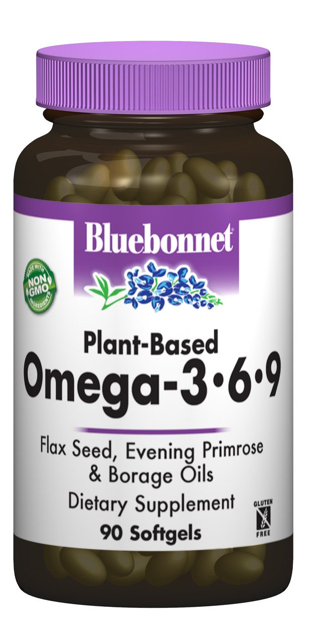 Bluebonnet Nutrition Омега 3-6-9 на Растительной Основе 1000мг, Bluebonnet Nutrition, 90 желатиновых капсул, , 