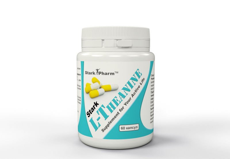 L-Theanine 200 мг 60 капс Stark (Л-теанин, Л-Тіанин) натуральный релаксант,  ml, Stark Pharm. Special supplements. 