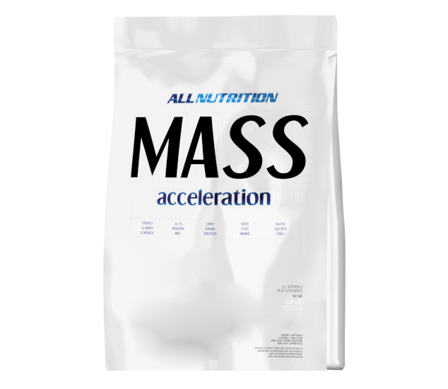 Гейнер AllNutrition Mass Acceleration, 3 кг Белый шоколад,  мл, AllNutrition. Гейнер. Набор массы Энергия и выносливость Восстановление 