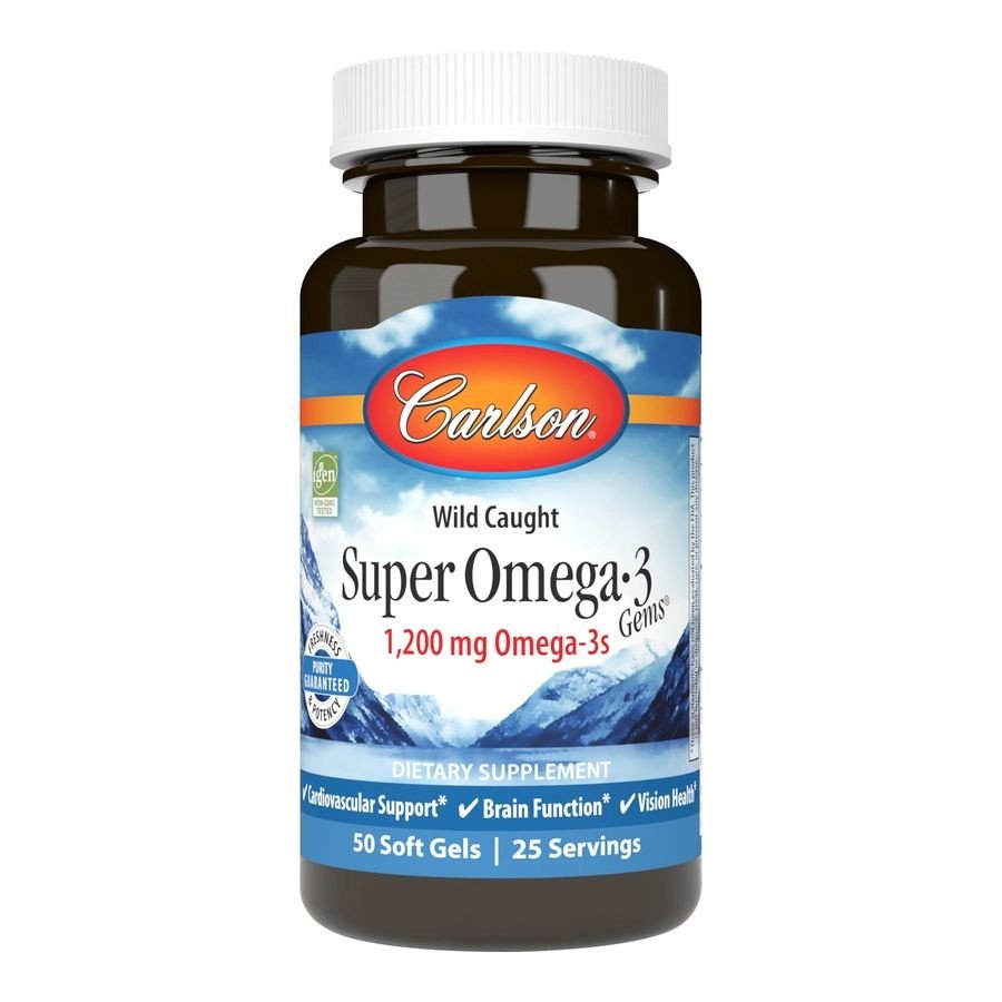Жирные кислоты Carlson Labs Wild Caught Super Omega-3 Gems 1200 mg, 50 капсул,  мл, Carlson Labs. Жирные кислоты (Omega). Поддержание здоровья 