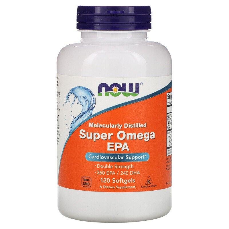 Жирні кислоти NOW Foods Super Omega EPA 1200 mg (360/240) Double Strength 120 Softgels,  ml, Now. Omega 3 (Fish Oil). General Health Ligament and Joint strengthening Skin health CVD Prevention Anti-inflammatory properties 