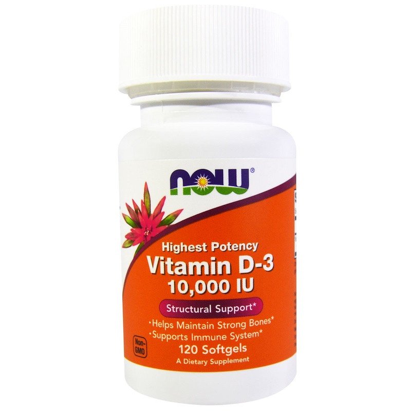 Вітамін NOW Foods Vitamin D-3 High Potency 10,000 IU 120 Softgels,  мл, Now. Витамин D. 